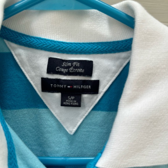 Tommy Hilfiger Blue Striped Polo Shirt with Intarsia Crest Logo - Picture 8 of 10